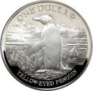 1 Dollar - Elizabeth II (Yellow-eyed Penguin; Silver Proof Issue)