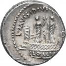 Denarius (Mussidia: Lucius Mussidius Longus; L•MVSSIDIVS•LONGVS CLOACIN)