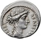 Denarius (Cassia: Quintus Cassius Longinus; LIBERT Q•CASSIVS / AC)