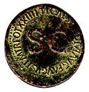 Sestertius - Augustus (TI CAESAR DIVI AVG F AVGVST P M TR POT XXIIII SC; Honour Strike under Tiberius; Rome mint)