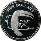 5 Dollars - Elizabeth II (Keel-billed Toucan; Silver Proof Issue)