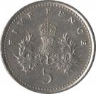 5 Pence - Elizabeth II (3rd portrait; small type)