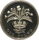 1 Pound - Elizabeth II (3rd portrait; Scottish Thistle)