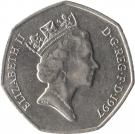 50 Pence - Elizabeth II (3rd portrait; large type)