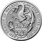 5 Pounds - Elizabeth II (2 oz Fine Silver; Red Dragon of Wales)