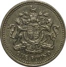 1 Pound - Elizabeth II (3rd portrait; Royal Arms)