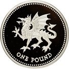 1 Pound - Elizabeth II (Welsh Dragon; Silver Piedfort)