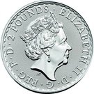 2 Pounds - Elizabeth II (1 oz Fine Silver; Oriental Border)