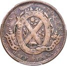 ½ Penny Token (Side View - Bank of Montreal)