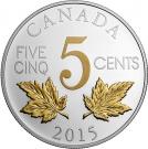 5 Cents - Elizabeth II (Two maple leaves design)