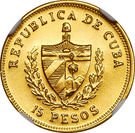 15 Pesos (José Martí; Piedfort)