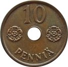 10 Penniä (with center hole)