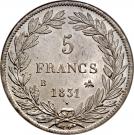 5 Francs - Louis-Philippe (with I - relief edge)