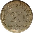 20 centimes 1961 (essai de Baron)