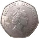 50 Pence - Elizabeth II (3rd portrait; large type)